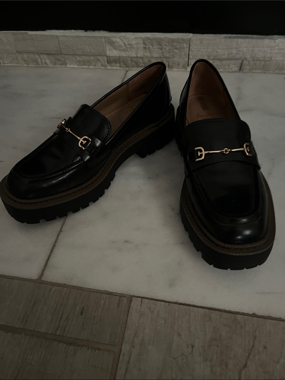 Sam Edelman Black Leather Bit Loafers with Gold Hardware women shoes - Picture 3 of 7